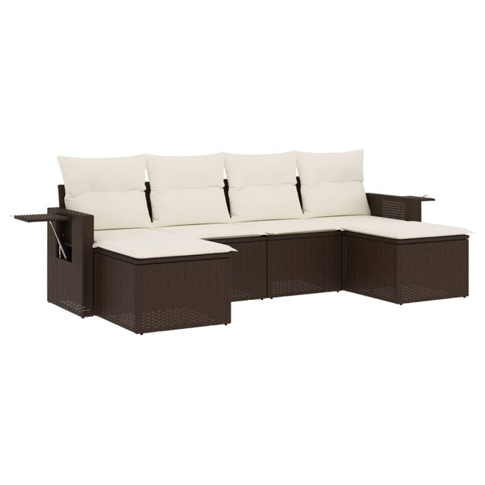 Set Divano da Giardino 6 pz con Cuscini Marrone in Polyrattan 3220522