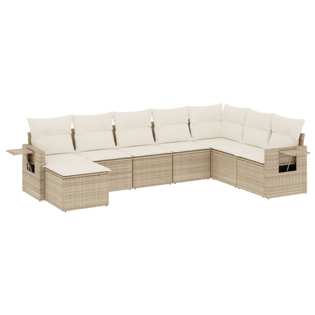 Set Divano da Giardino 8 pz con Cuscini Beige in Polyrattancod mxl 113275