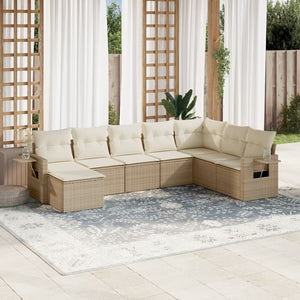 Set Divano da Giardino 8 pz con Cuscini Beige in Polyrattancod mxl 113275