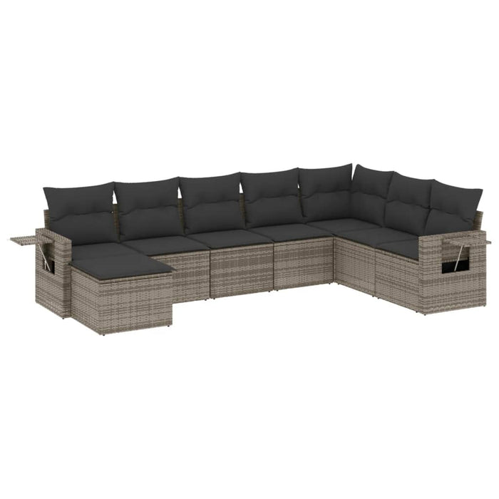 Set Divano da Giardino 8 pz con Cuscini Grigio in Polyrattan 3220559