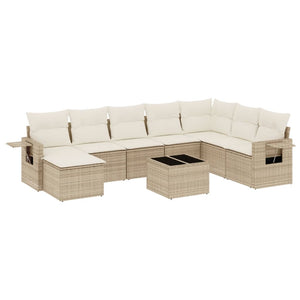 Set Divano da Giardino 9 pz con Cuscini Beige in Polyrattan 3220567