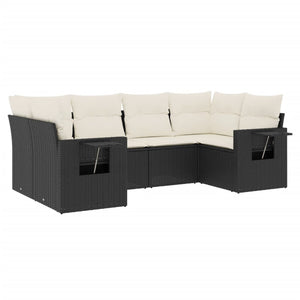 Set Divano da Giardino 6 pz con Cuscini Nero in Polyrattancod mxl 89313