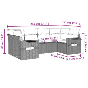 Set Divano da Giardino 6 pz con Cuscini Grigio in Polyrattan 3220579