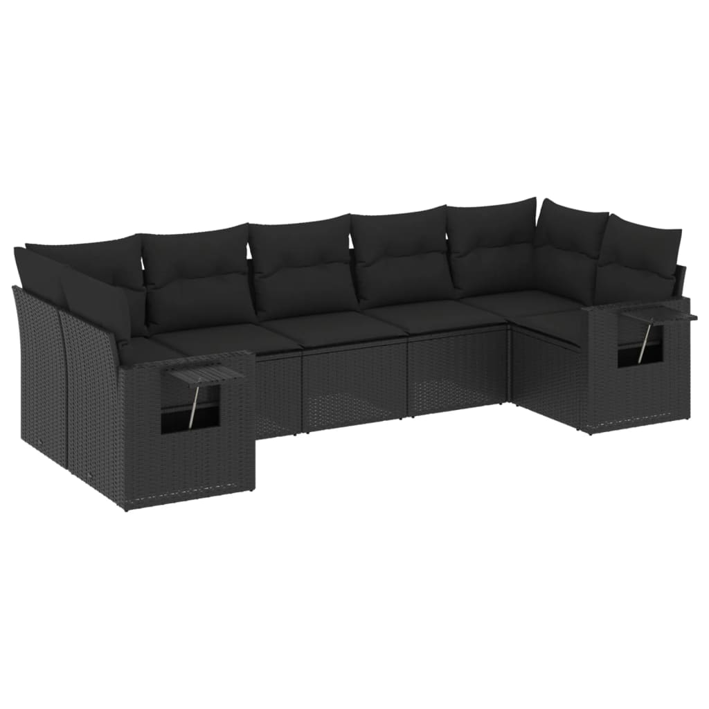 Set Divani da Giardino con Cuscini 7pz Nero Polyrattan 3220584