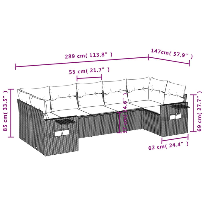 Set Divani da Giardino con Cuscini 7pz Nero Polyrattan 3220584