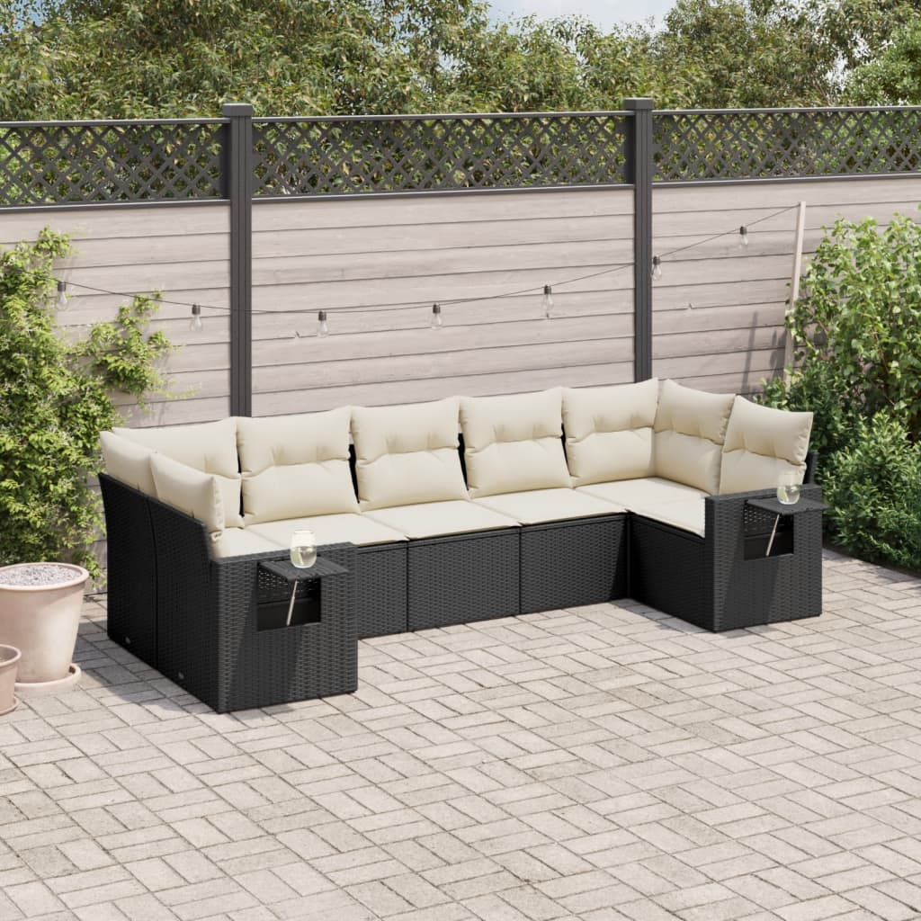 Set Divani da Giardino con Cuscini 7pz Nero Polyrattan 3220585