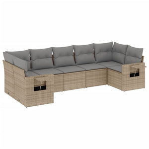 Set Divani da Giardino 7 pz con Cuscini Beige in Polyrattan 3220588