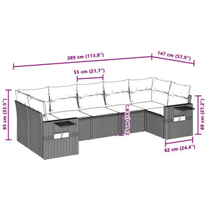 Set Divani da Giardino 7pz con Cuscini Grigio Chiaro Polyrattan 3220591