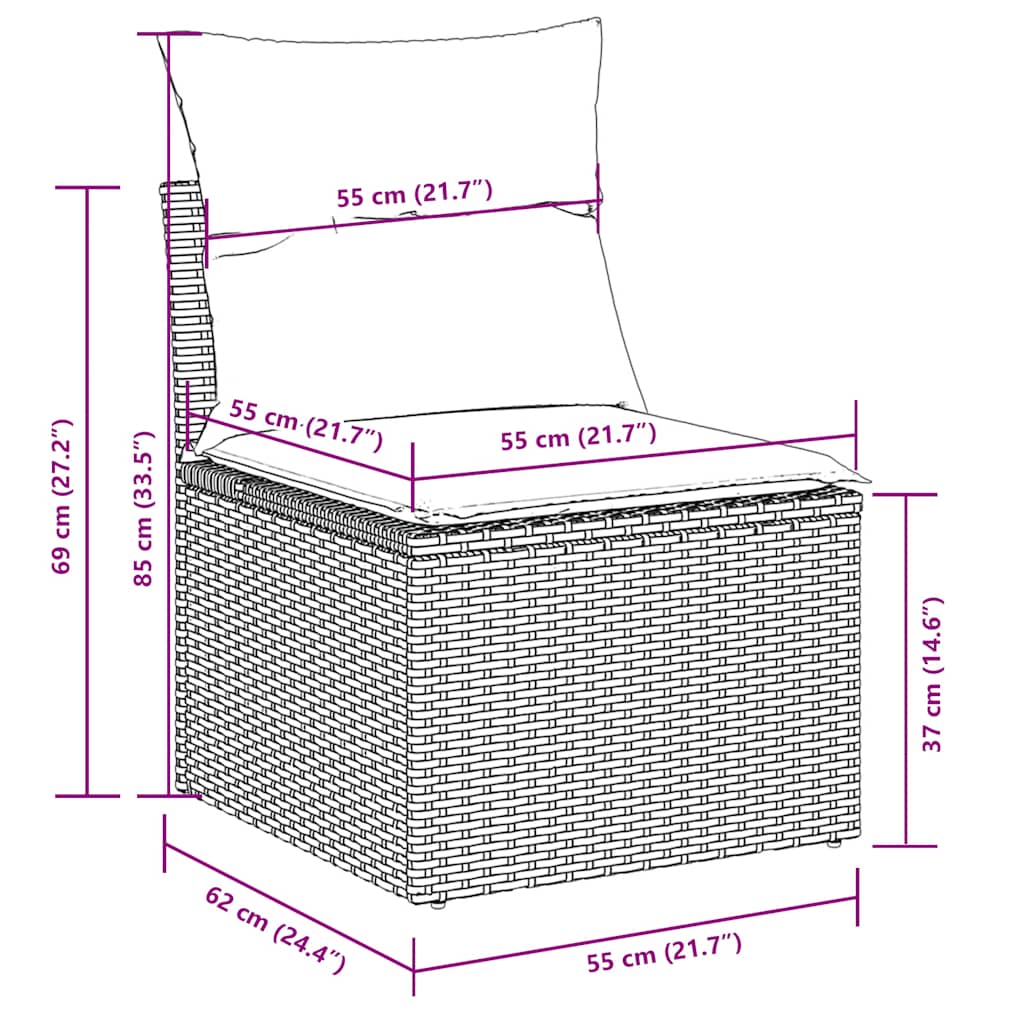 Set Divano da Giardino 9pz con Cuscini Grigio Chiaro Polyrattan 3220601