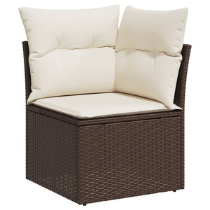 Set Divani da Giardino 9pz con Cuscini Marrone in Polyrattan 3220602