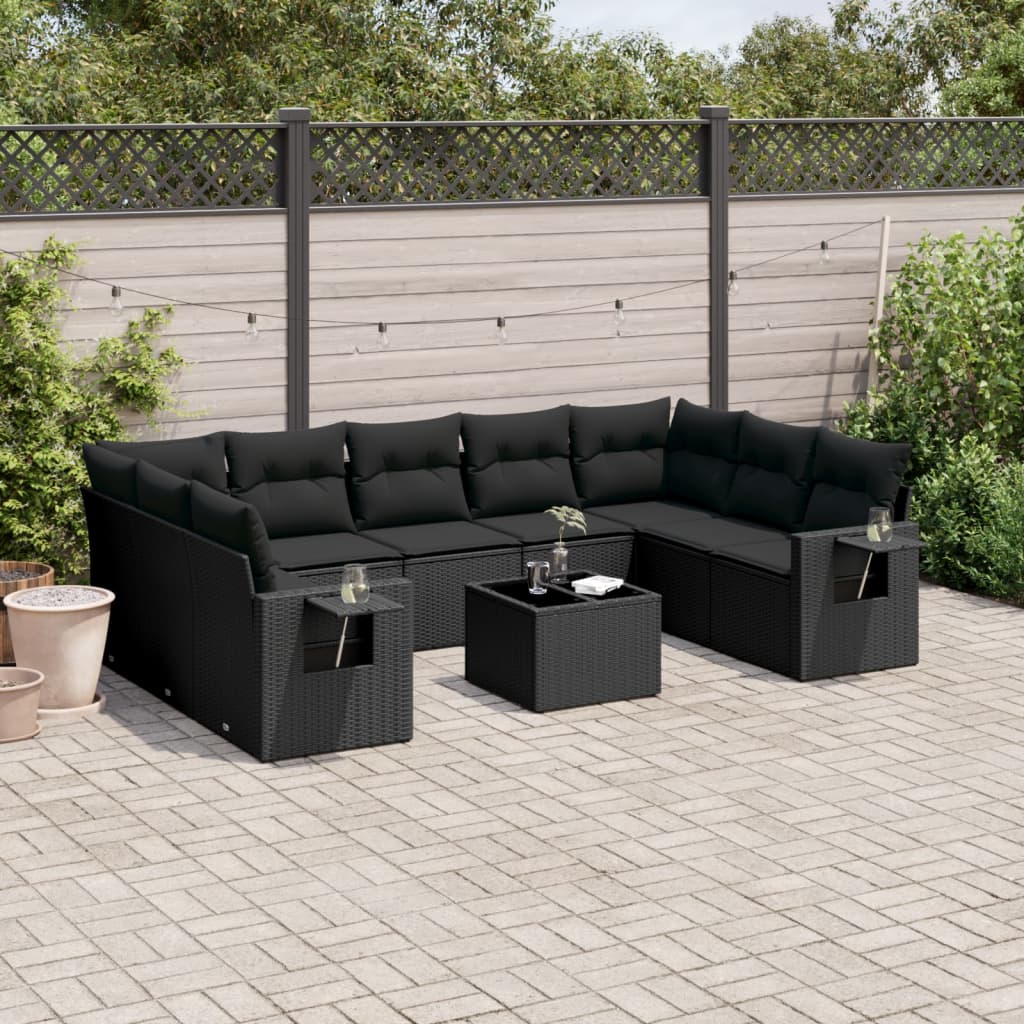 Set Divani da Giardino 10pz con Cuscini in Polyrattan Nerocod mxl 92722