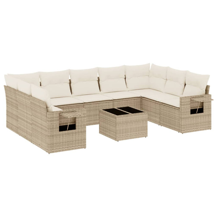 Set Divano da Giardino 10 pz con Cuscini Beige in Polyrattancod mxl 114454