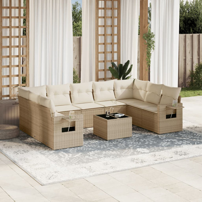 Set Divano da Giardino 10 pz con Cuscini Beige in Polyrattancod mxl 114454