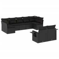 Set Divani da Giardino 9 pz con Cuscini Nero in Polyrattan 3220614