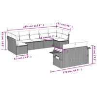 Set Divani da Giardino 9 pz con Cuscini Nero in Polyrattan 3220614