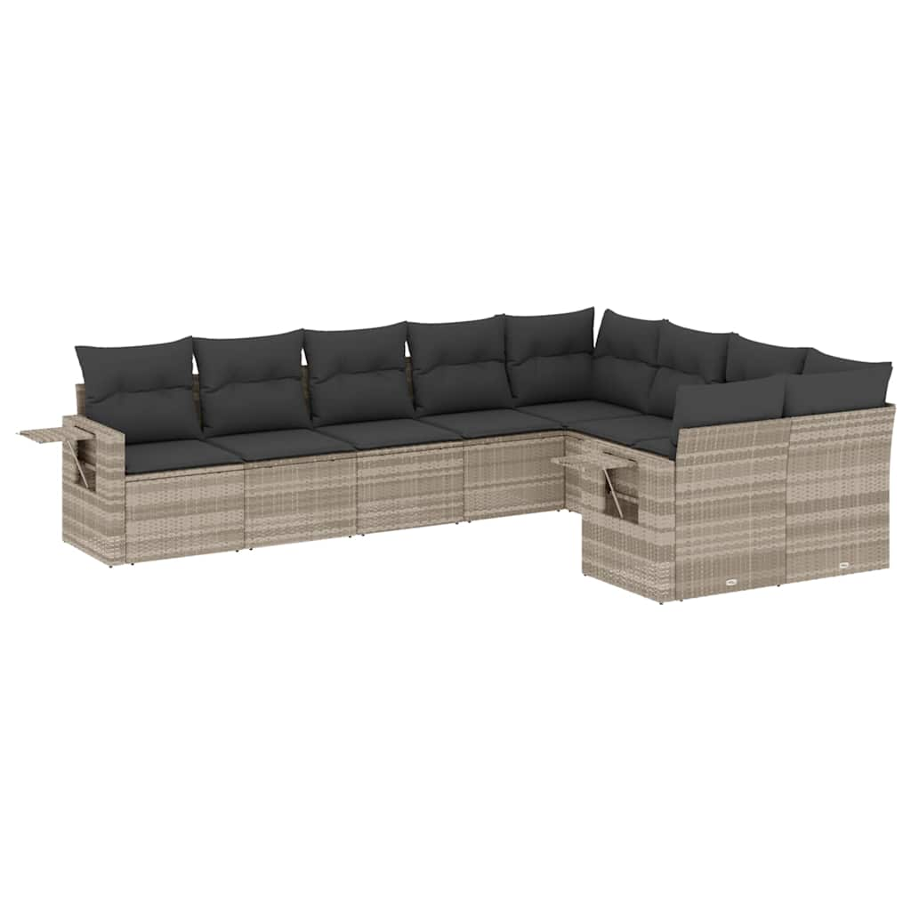 Set Divano da Giardino 9pz con Cuscini Grigio Chiaro Polyrattan 3220641