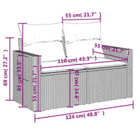 Set Divano da Giardino 9pz con Cuscini Grigio Chiaro Polyrattan 3220641