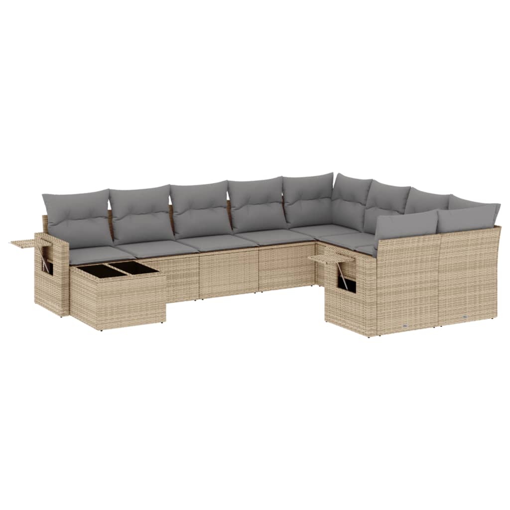 Set Divano da Giardino 10 pz con Cuscini Beige in Polyrattancod mxl 114196