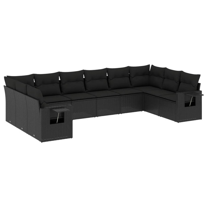 Set Divani da Giardino 10pz con Cuscini in Polyrattan Nero 3220664