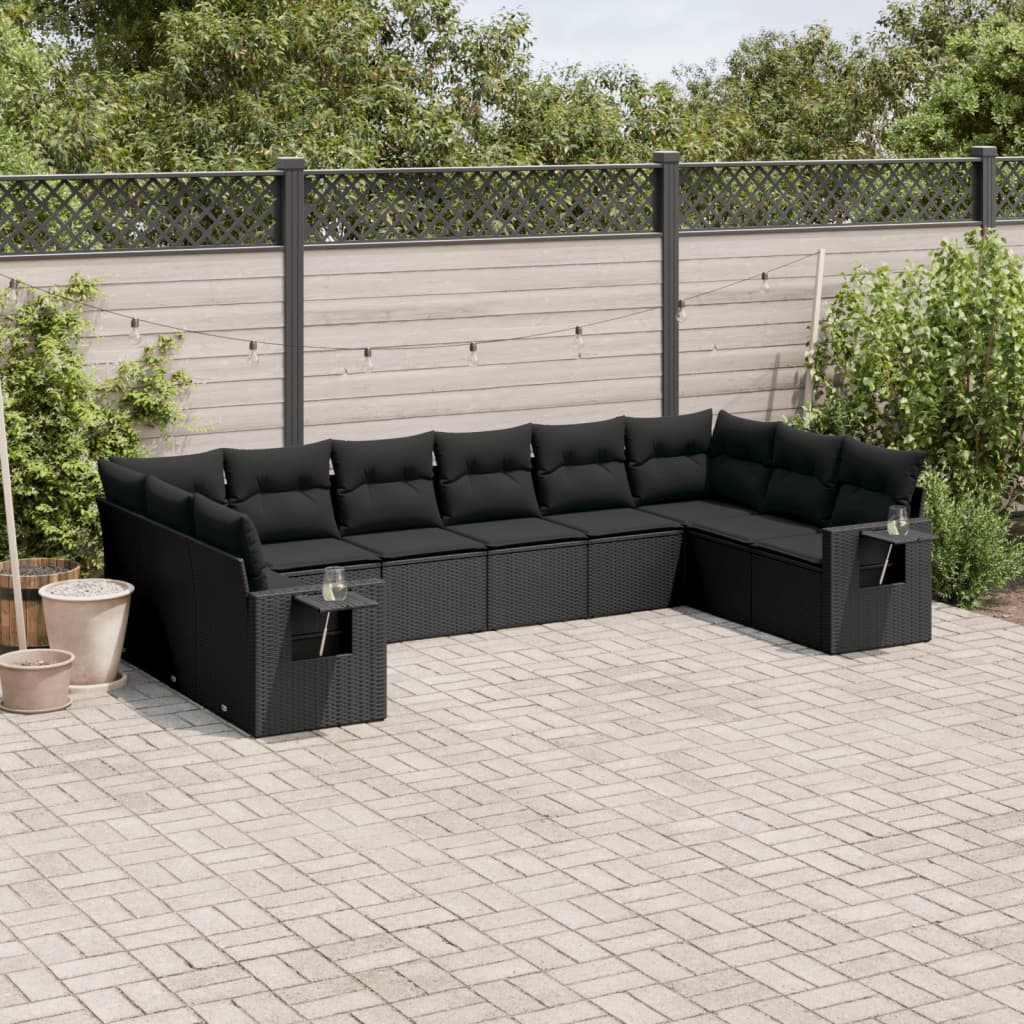 Set Divani da Giardino 10pz con Cuscini in Polyrattan Nerocod mxl 113961