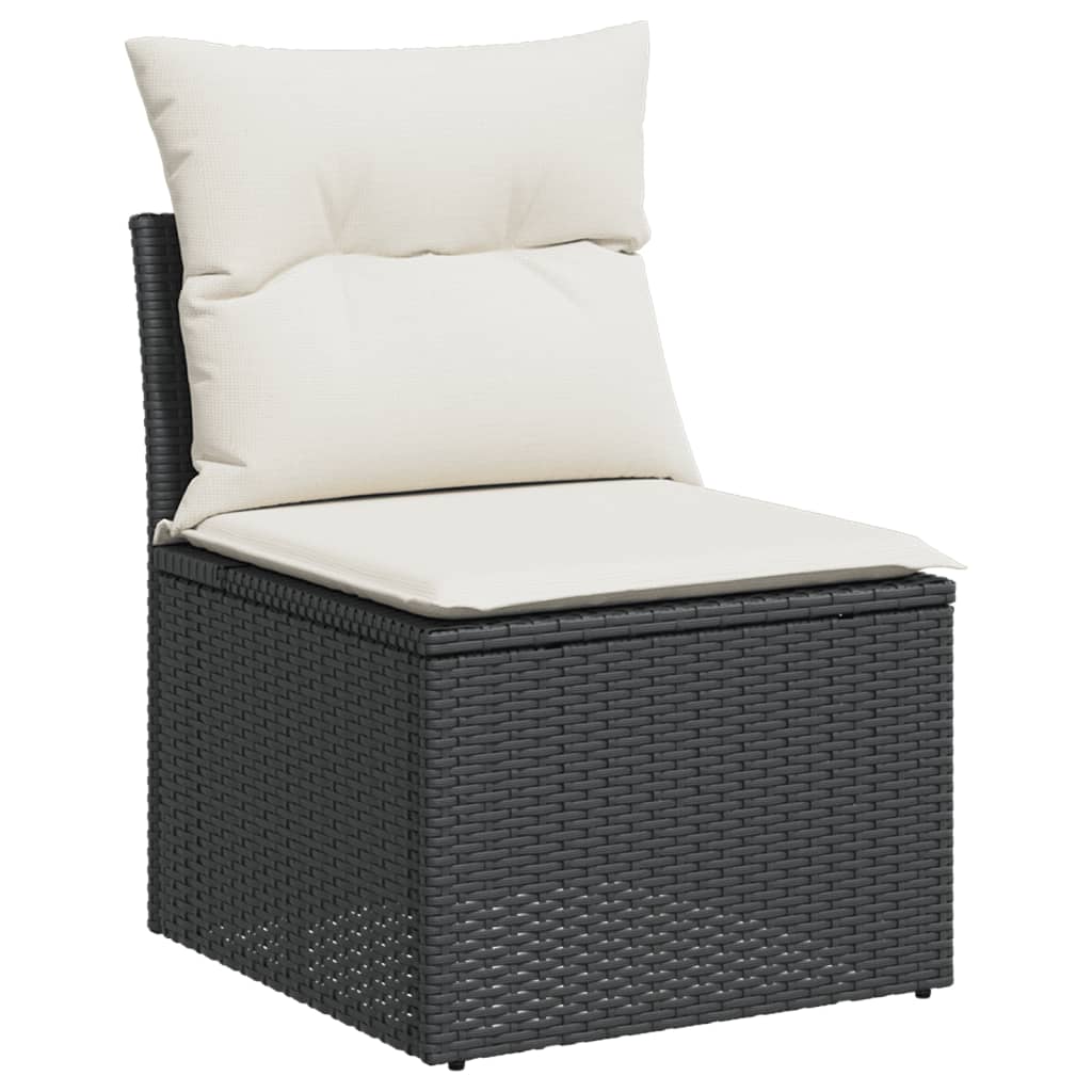 Set Divani da Giardino 10pz con Cuscini in Polyrattan Nero 3220665