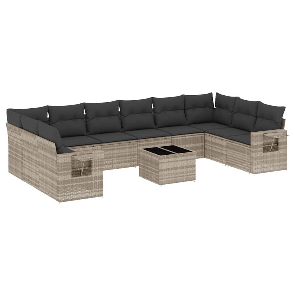 Set Divani da Giardino 11 pz con Cuscini in Polyrattan Grigio 3220681