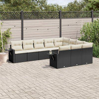 Set Divani da Giardino 10pz con Cuscini in Polyrattan Nero 3220685