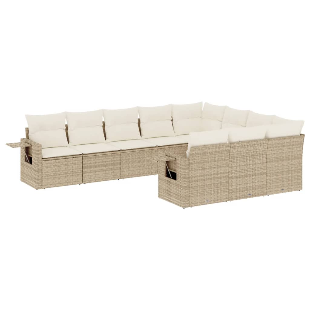 Set Divano da Giardino 10 pz con Cuscini Beige in Polyrattan 3220687