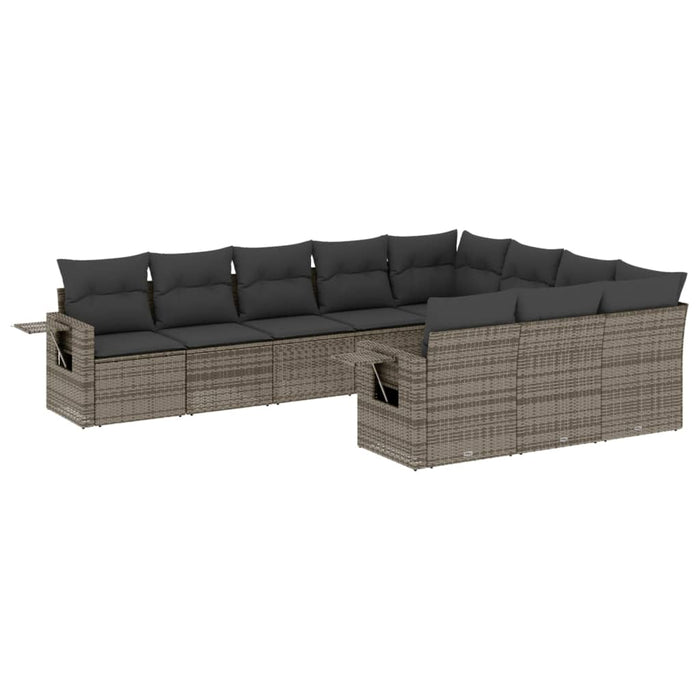 Set Divano da Giardino 10 pz con Cuscini Grigio in Polyrattan 3220689