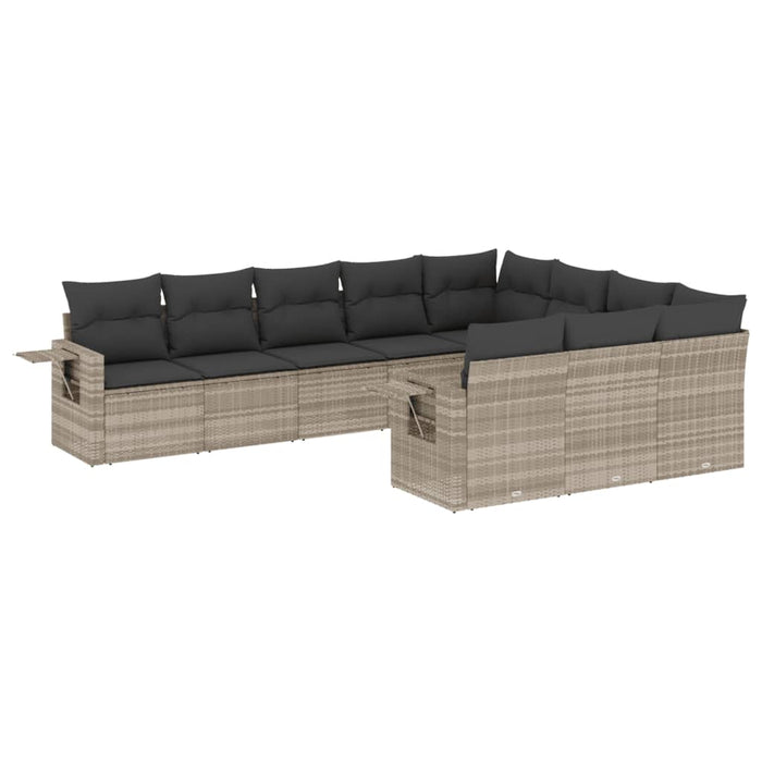 Set Divano Giardino 10 pz con Cuscini Grigio Chiaro Polyrattan 3220691