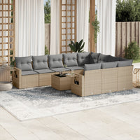 Set Divani da Giardino 11 pz con Cuscini Beige in Polyrattancod mxl 114337