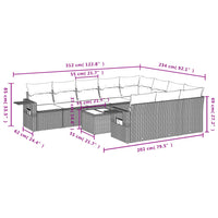 Set Divani da Giardino 11 pz con Cuscini in Polyrattan Grigio 3220699