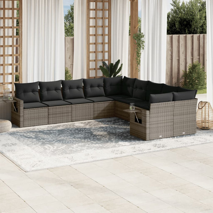 Set Divano da Giardino 10 pz con Cuscini Grigio in Polyrattancod mxl 114231