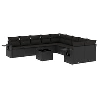 Set Divani da Giardino 11 pz con Cuscini in Polyrattan Nero 3220714