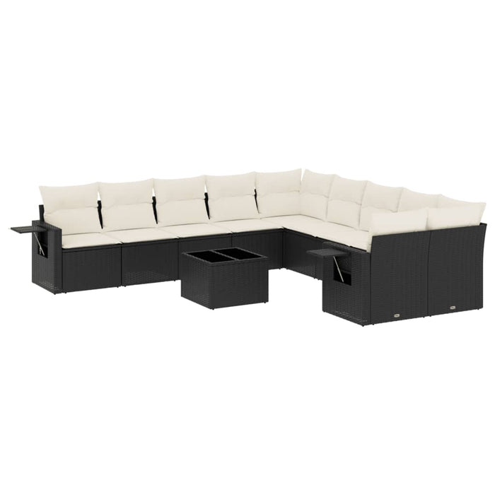 Set Divani da Giardino 11 pz con Cuscini in Polyrattan Nero 3220715