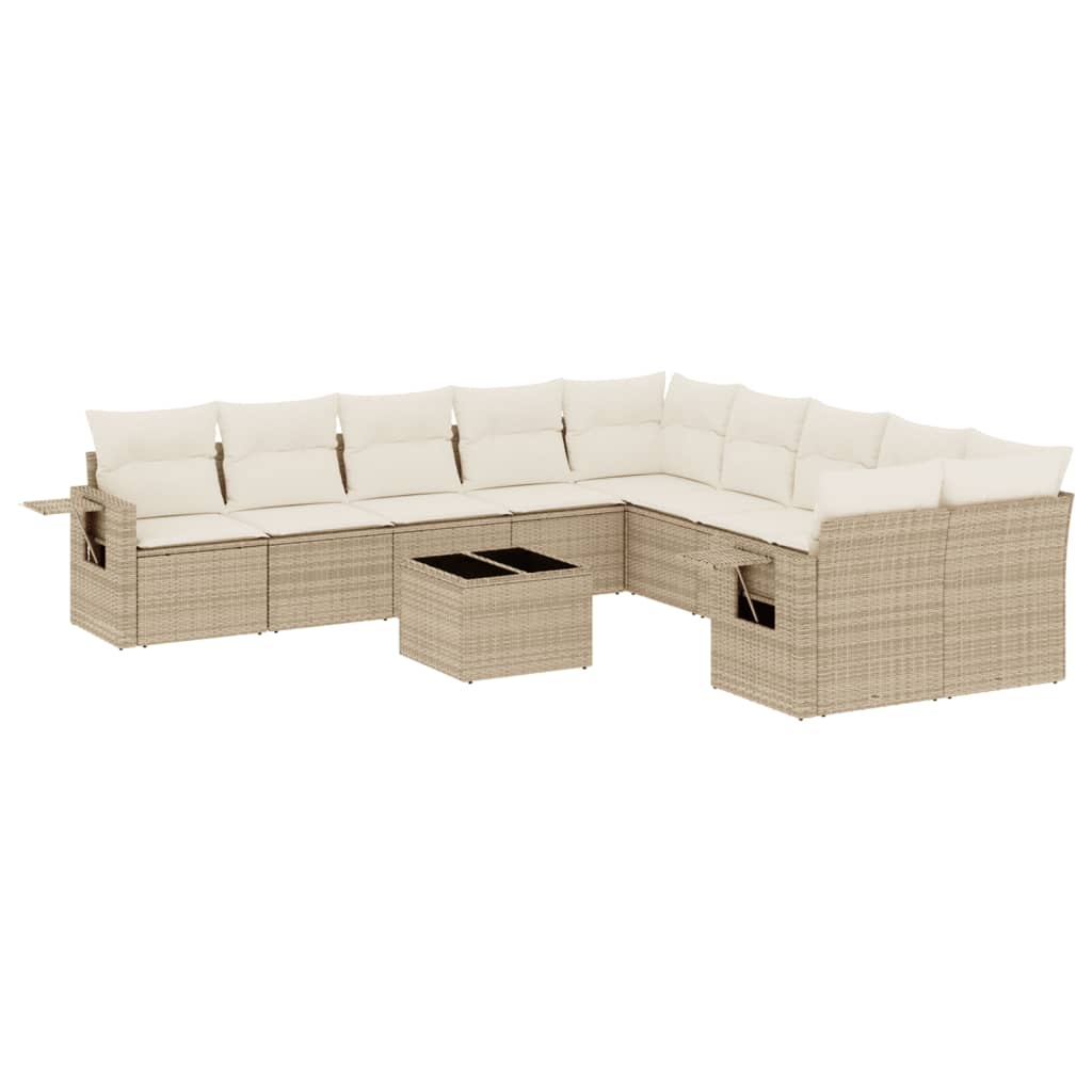 Set Divani da Giardino 11 pz con Cuscini Beige in Polyrattan 3220717