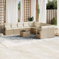 Set Divani da Giardino 11 pz con Cuscini Beige in Polyrattan 3220717