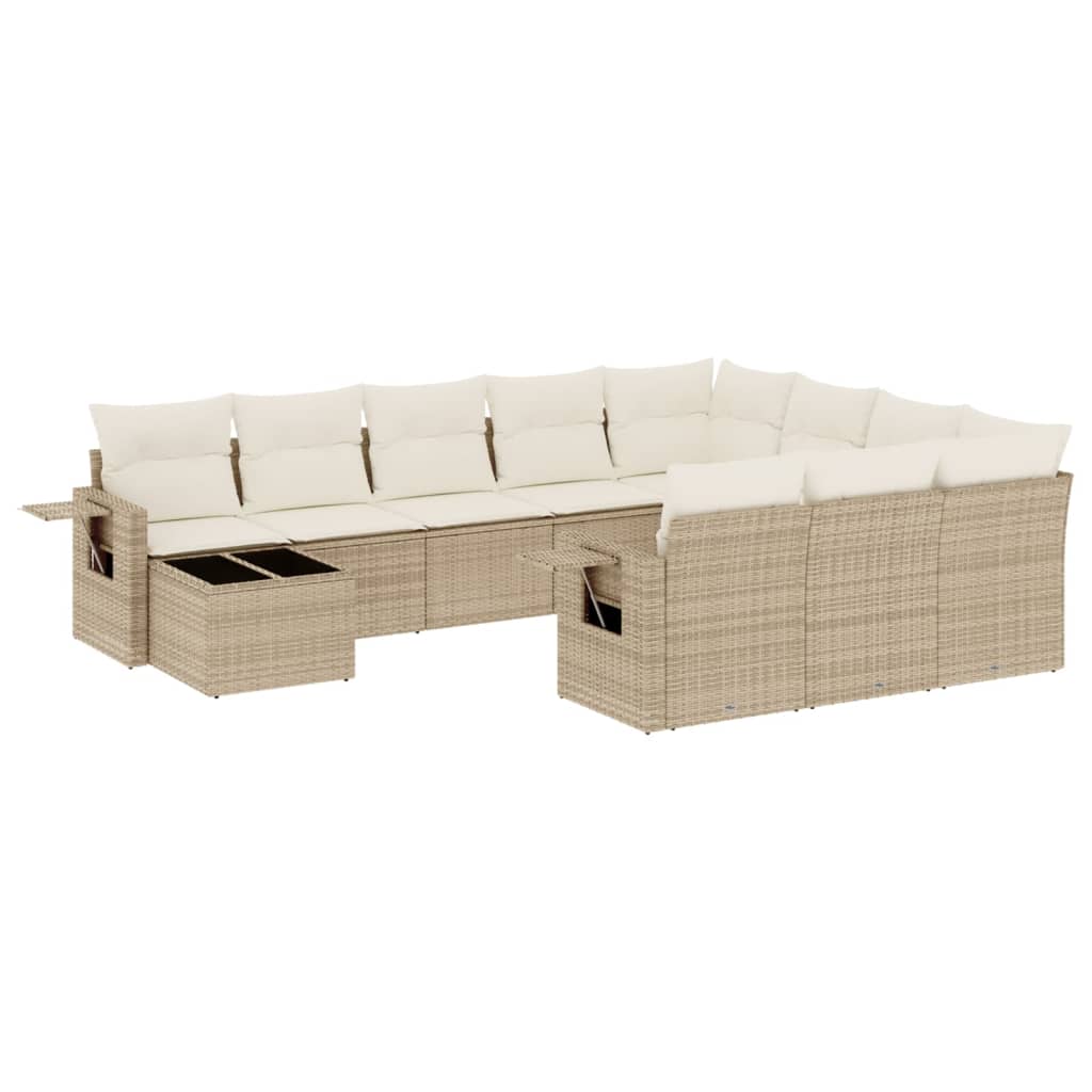 Set Divani da Giardino 11 pz con Cuscini Beige in Polyrattan 3220727