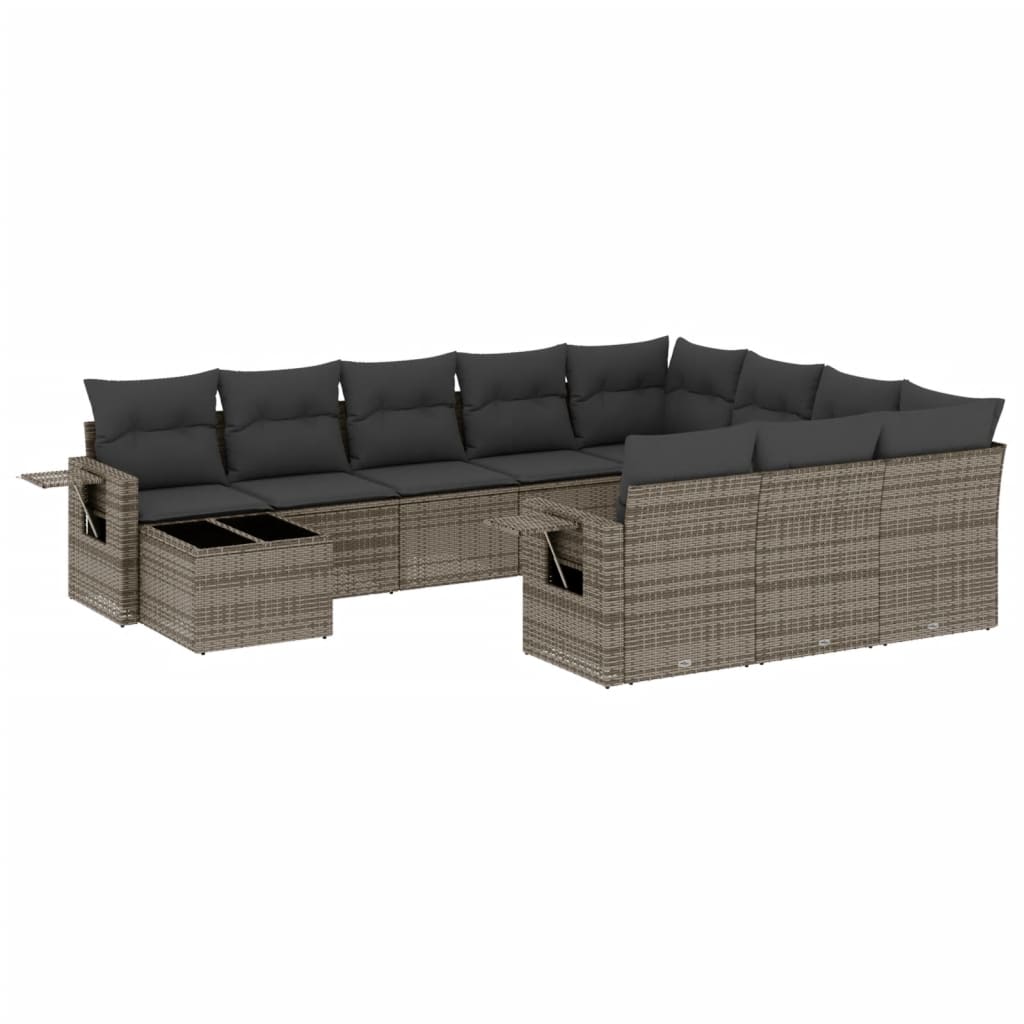 Set Divani da Giardino 11 pz con Cuscini in Polyrattan Grigio 3220729