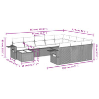 Set Divani da Giardino 11 pz con Cuscini in Polyrattan Grigio 3220729