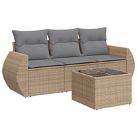 Set Divano da Giardino 4 pz con Cuscini Beige in Polyrattancod mxl 111243