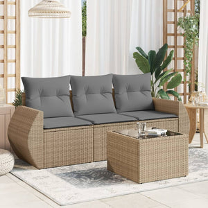 Set Divano da Giardino 4 pz con Cuscini Beige in Polyrattancod mxl 111243