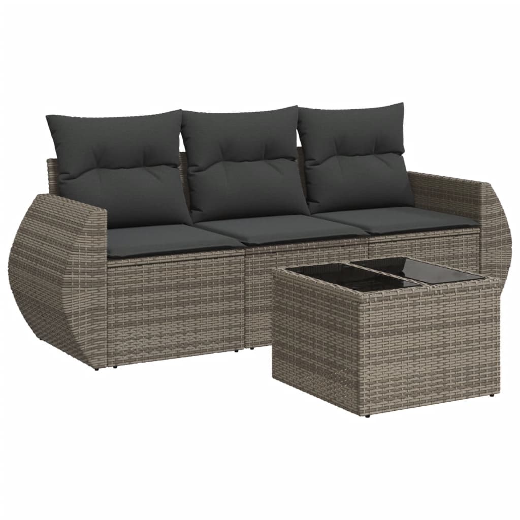 Set Divani da Giardino 4 pz con Cuscini in Polyrattan Grigiocod mxl 87236