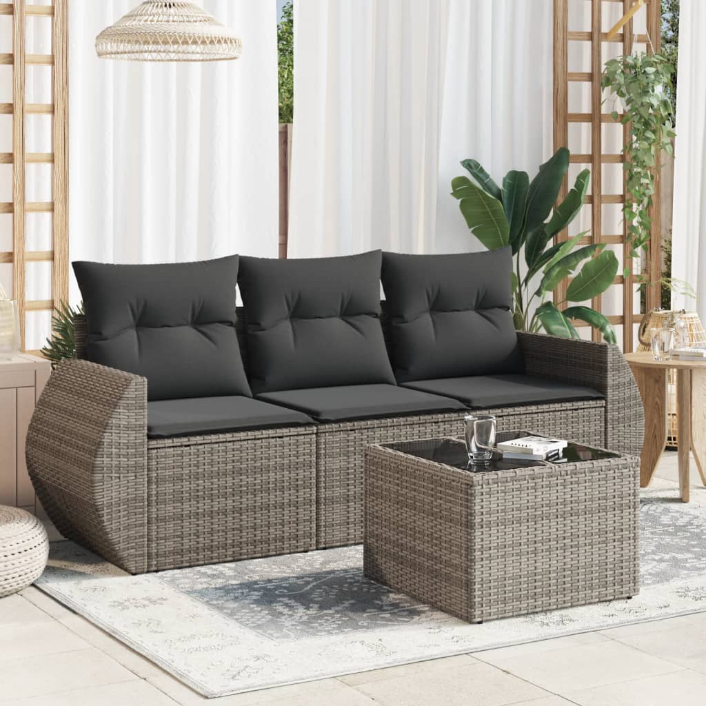 Set Divani da Giardino 4 pz con Cuscini in Polyrattan Grigiocod mxl 87236