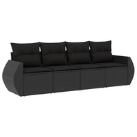 Set Divani da Giardino 4 pz con Cuscini Nero in Polyrattan 3221074