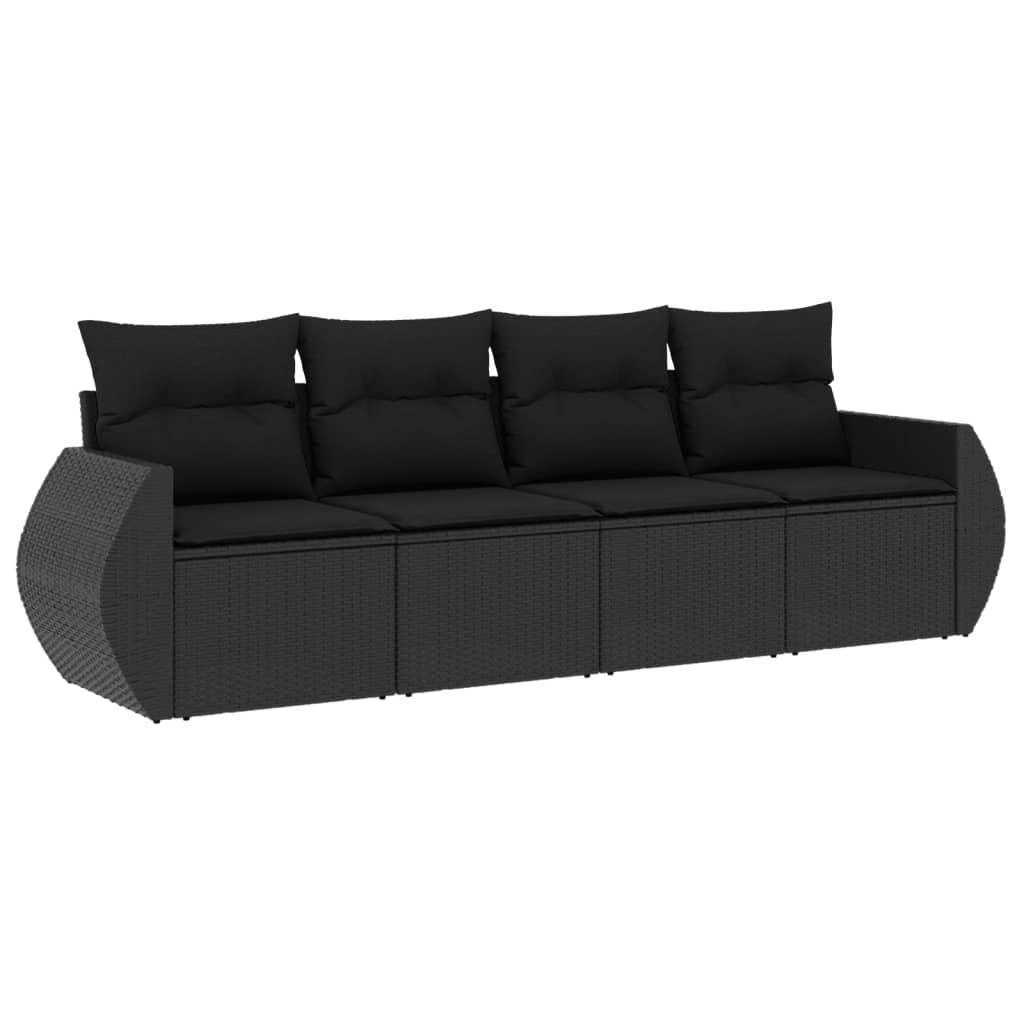 Set Divani da Giardino 4 pz con Cuscini Nero in Polyrattancod mxl 87233