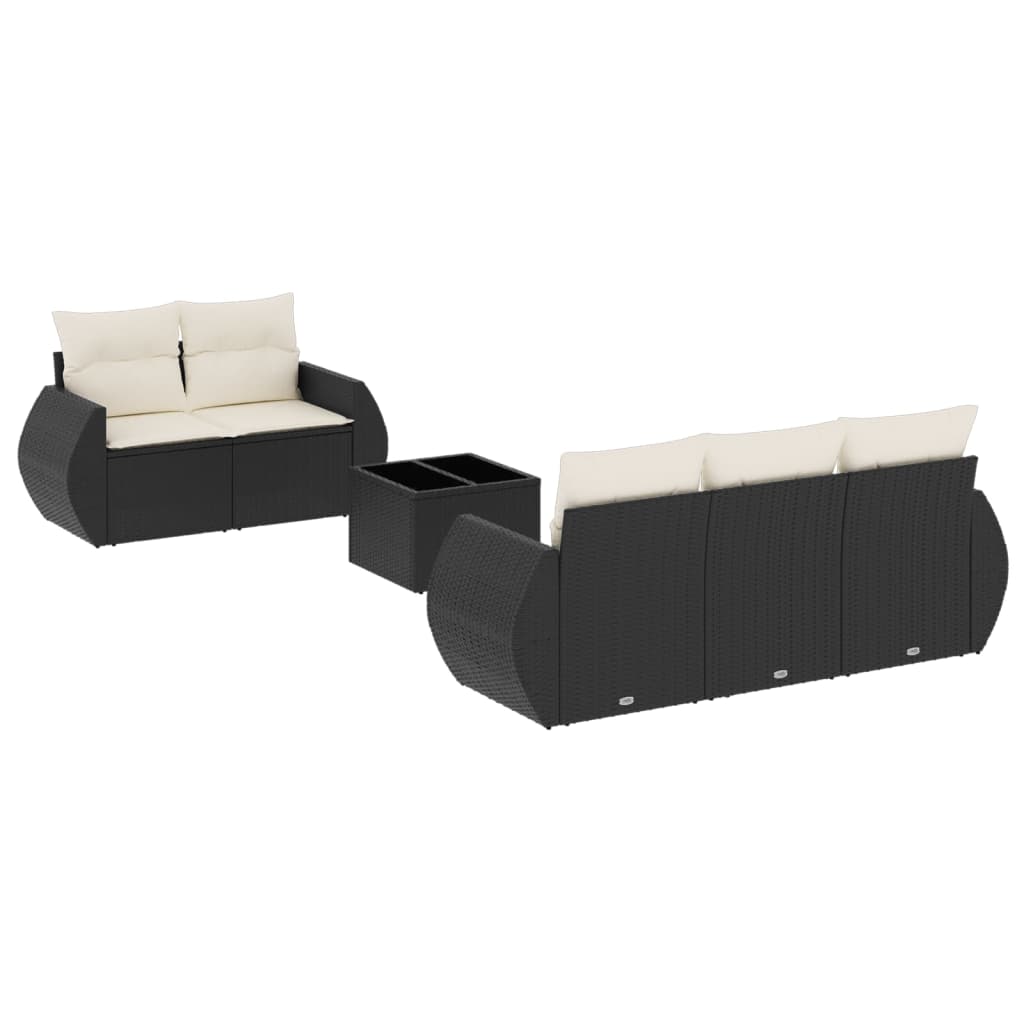 Set Divano da Giardino 6 pz con Cuscini Nero in Polyrattan 3221095