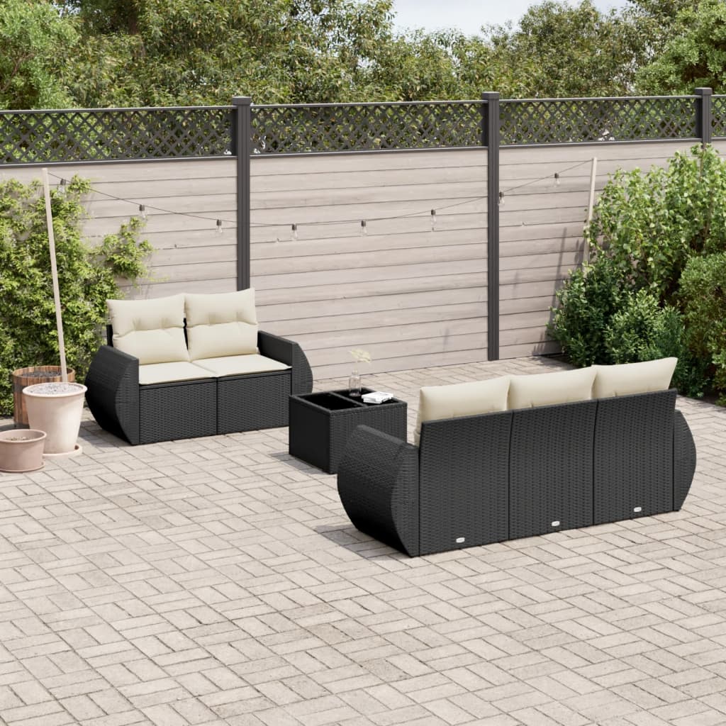 Set Divano da Giardino 6 pz con Cuscini Nero in Polyrattancod mxl 91088