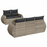 Set Divano da Giardino 6pz con Cuscini Grigio Chiaro Polyrattan 3221101