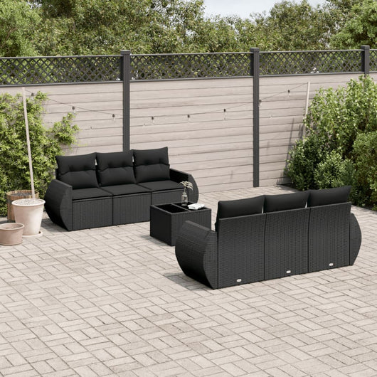 Set Divani da Giardino con Cuscini 7pz Nero Polyrattan 3221104